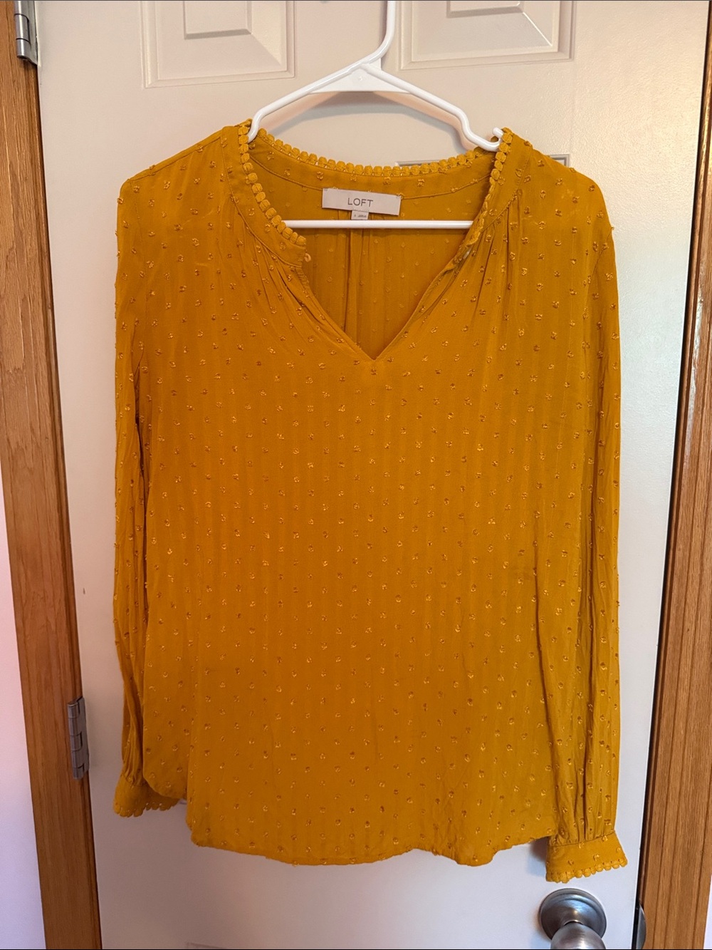 LOFT Mustard Yellow Long-Sleeve V-Neck Blouse